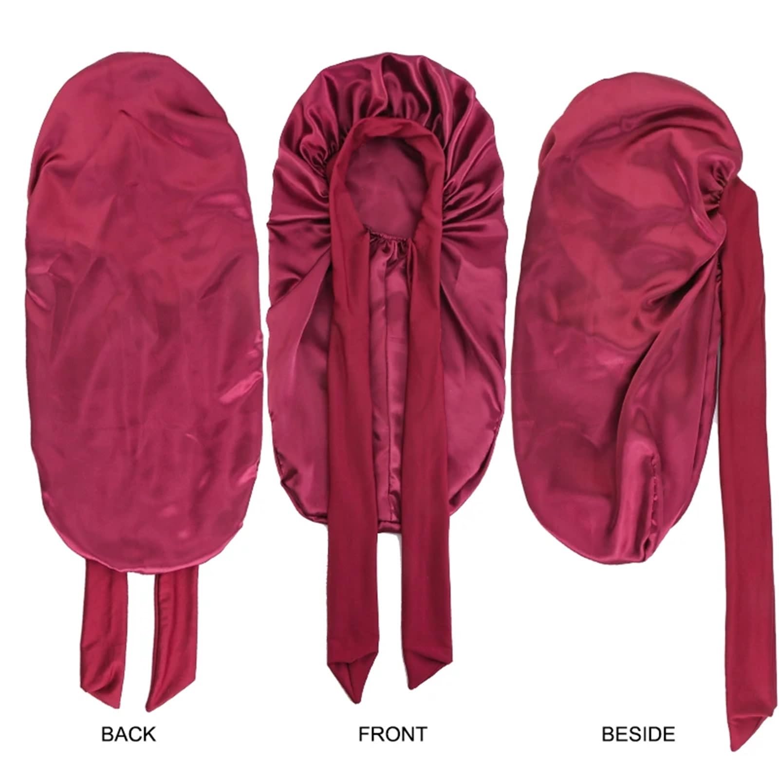 Cuffia da notte setosa in raso elastico con cuffia lunga for le donne Cofani for la cura dei capelli fascia elastica for cravatta for ricci trecce per Home(Pink)