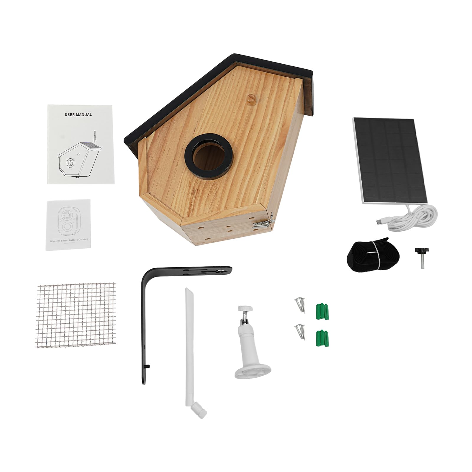 Pájaro inteligente con vigilancia interna, nido de pájaros con cámara solar con detección de IA, IP65 comedero para pájaros, caja nido, caja de observación de aves, modo de visión nocturna de