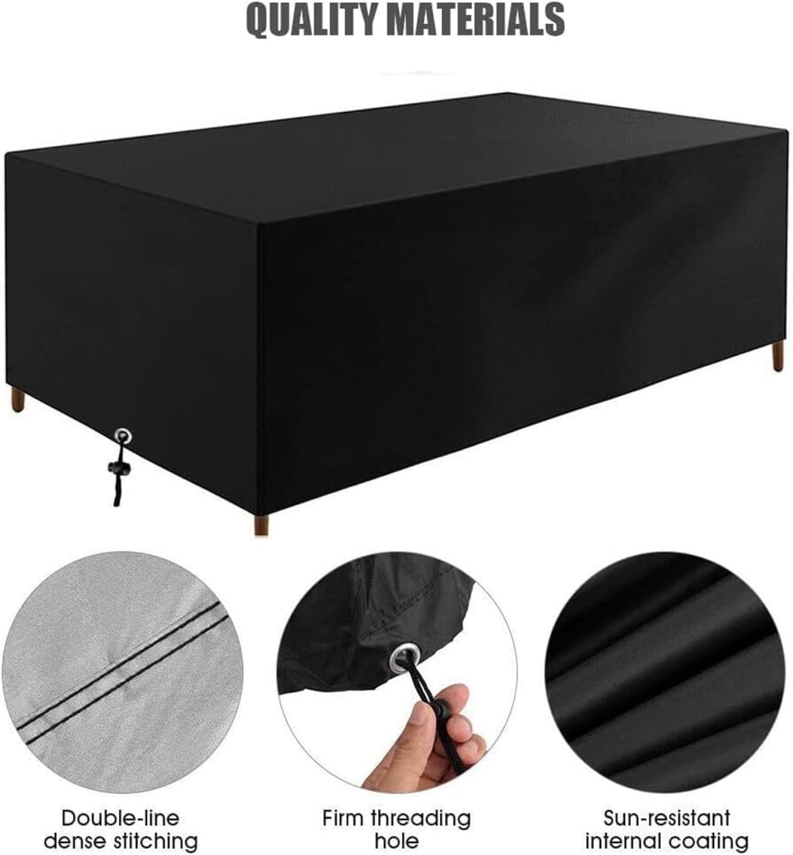 Jianghu Art Hoes voor tuinmeubelen, 225 x 225 x 80 cm tuinbank outdoor tafelhoes, waterdichte terrastafelhoezen 600D zwaar belastbare rotan tuinmeubelhoezen winddicht anti-UV