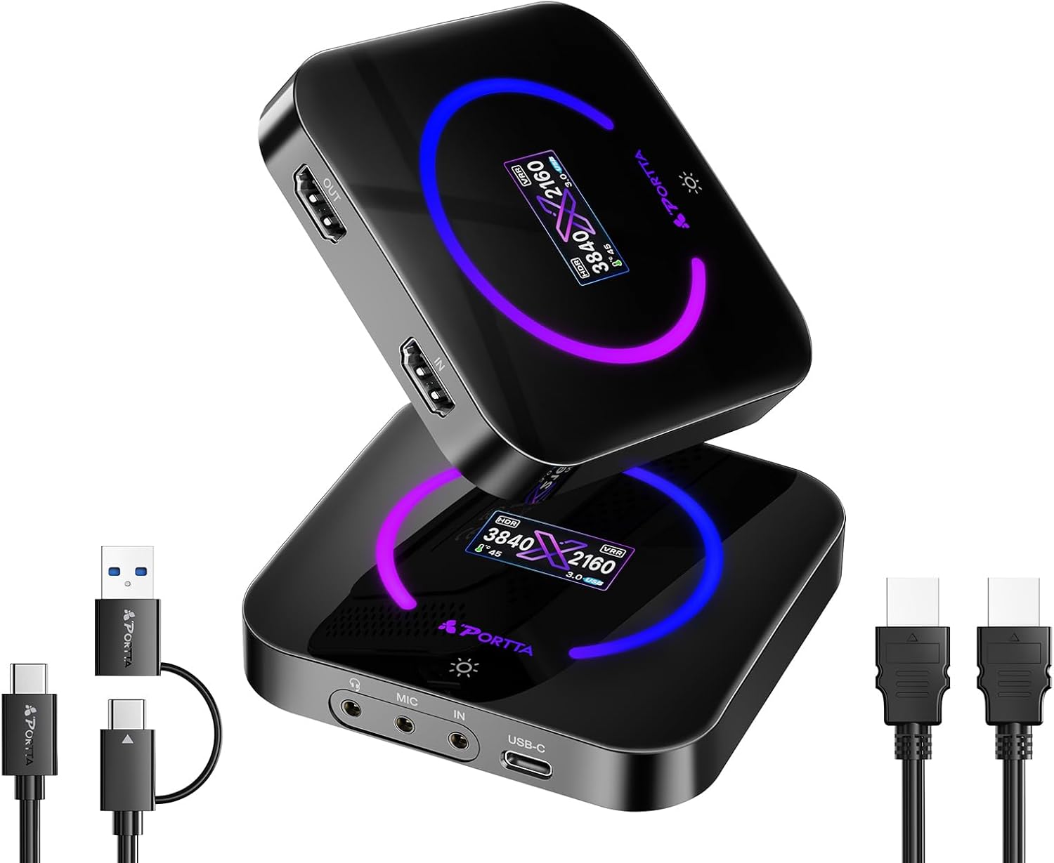 Portta DX20R HDMI Video Capture Card, Stream & Record in 4K 60Hz with Ultra-Low Latency, Passthrough for 1080p@240Hz & 2K@120Hz, USB 3.0 to PC, Support HDR, VRR, Compatible with PS5, Xbox, OBS