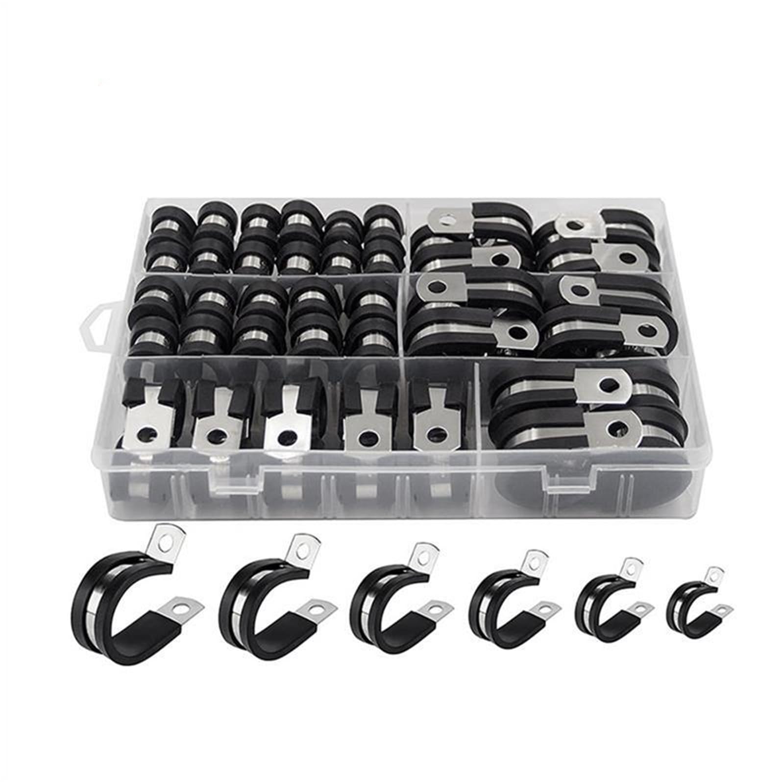 4set Cable Clamp Assortment Kit Stainless Steel in 6 Sizes 1/4In 5/16In 3/8In 1/2In 5/8In 3/4In for Wire Rope