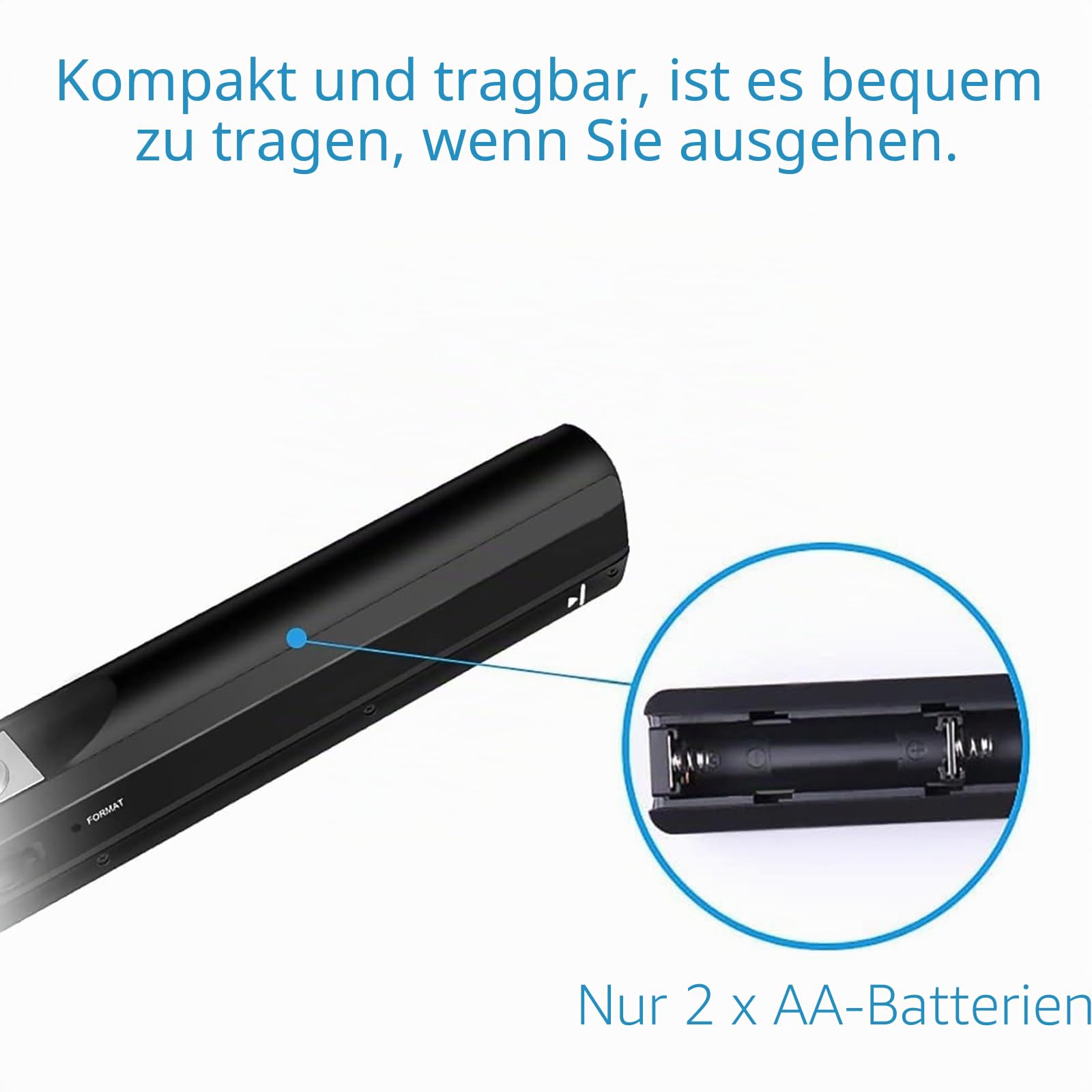 Tragbarer Dokumentenscanner, tragbarer Mini-Fotoscanner, 900 dpi, A4-Farbscanner, Hochgeschwindigkeitsscanner, USB wiederaufladbar, inklusive 16 GB SD-Karte
