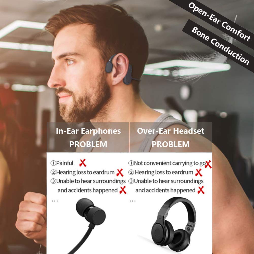 Bezprzewodowe słuchawki sportowe Bluetooth 5.0, otwarte ucho, do biegania, Hi-Fi 6D, stereo, IPX5, wodoodporne, odporne na pot, bezprzewodowe, sportowe, lekkie, dla mężczyzn, kobiet,