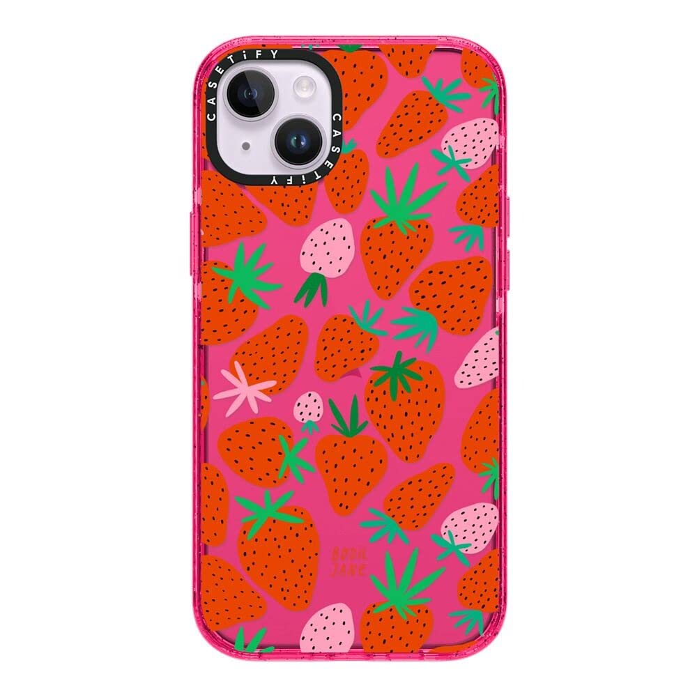 CASETiFY Impact iPhone 14 Plus Case [4X Military Grade Drop Tested / 8.2ft Drop Protection] - STRAWBERRIES - Bubblegum