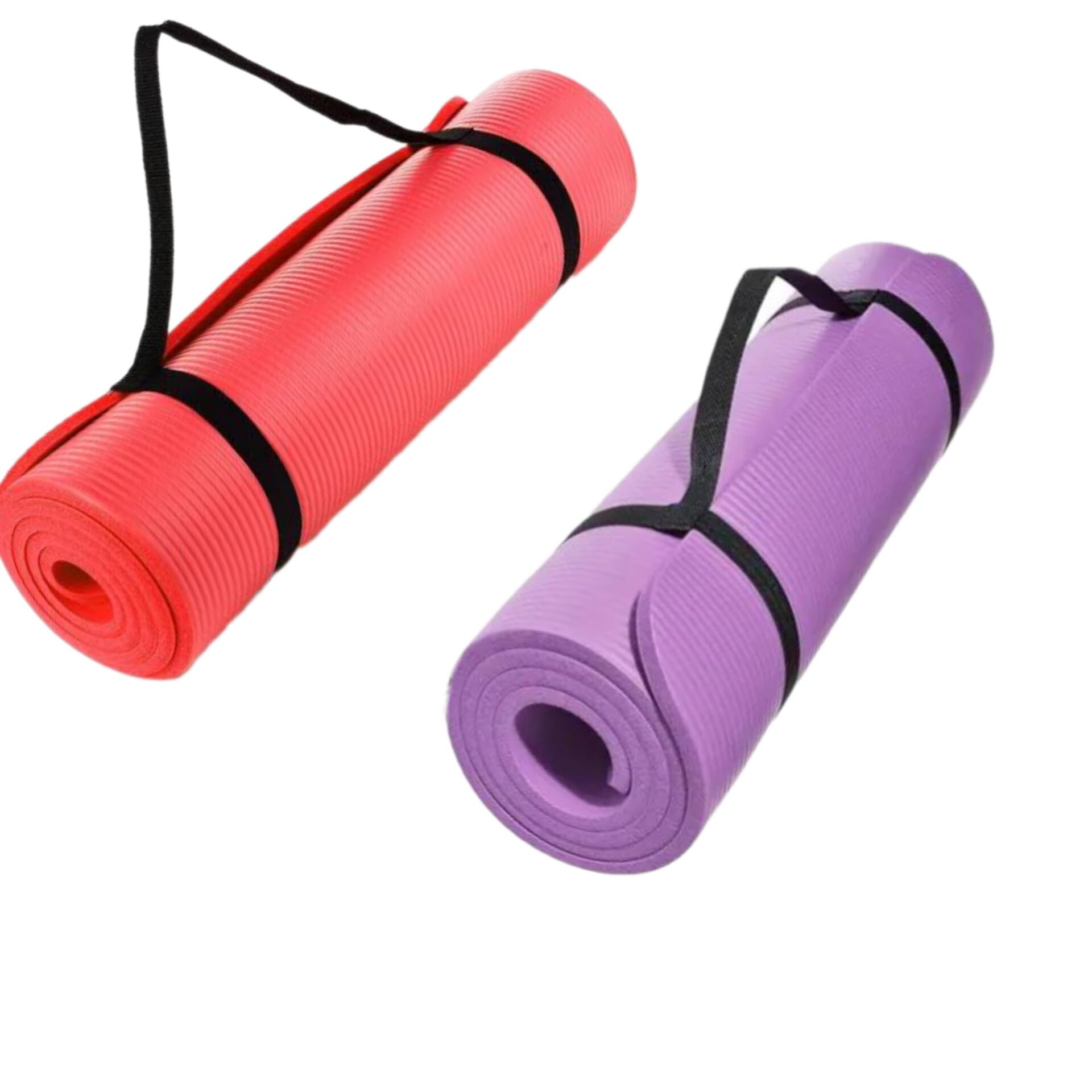 Flylite Deluxe 2 Pc Yoga Mat Combo (Red & Purple) with Easy to Carry Straps, For Couples & Yoga Buddies-picture-39