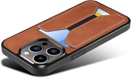 Kowauri Funda para iPhone 15 Pro Max, funda de piel sintética tipo cartera con ranura para tarjeta de crédito, funda protectora ultra delgada para