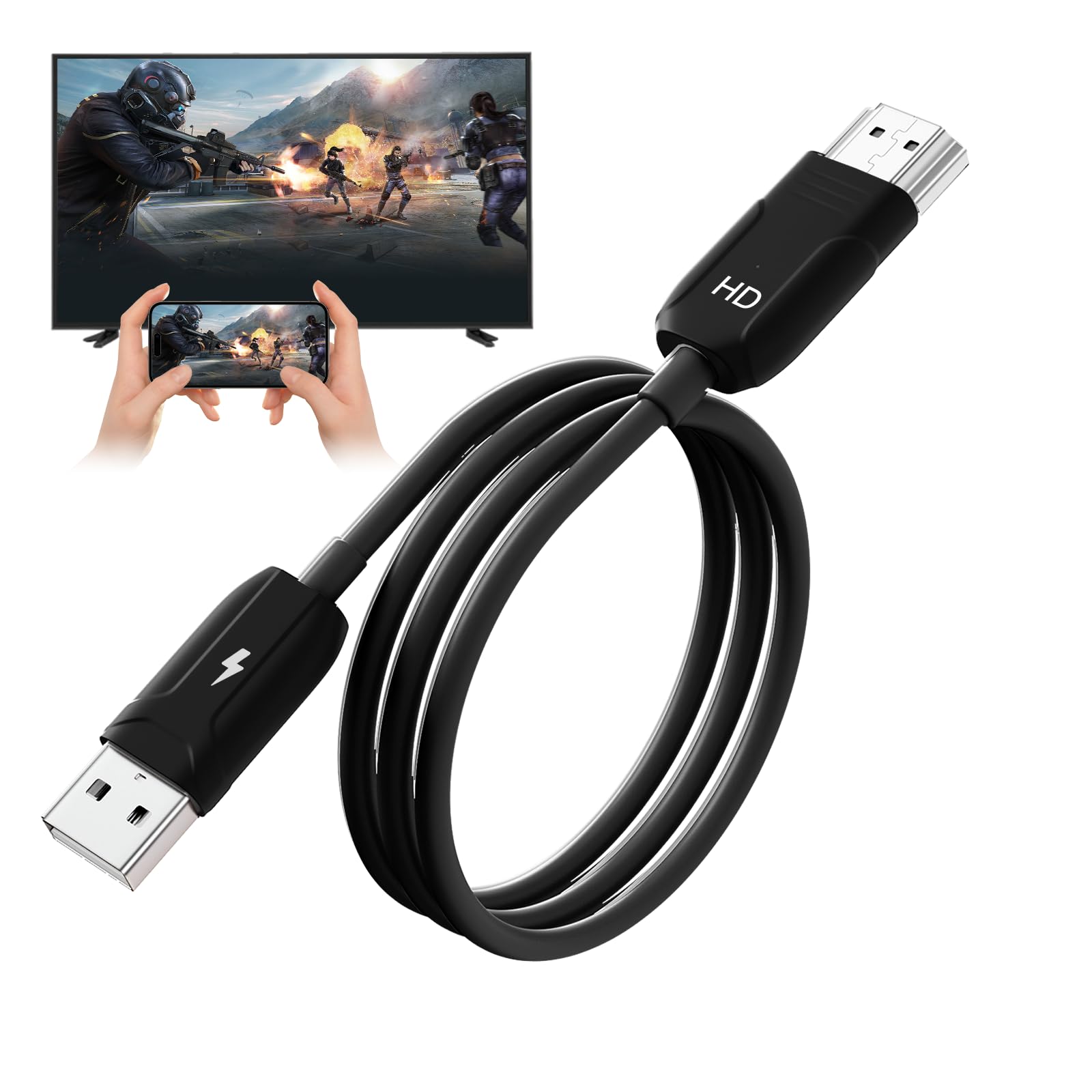 QMEOO Wireless HDMI Mirroing Adapter/Cable/dongle,Wireless Display Adapter Extender Streaming Video/Audio to TV/Projector/Monitor,Suitable for iPhone/