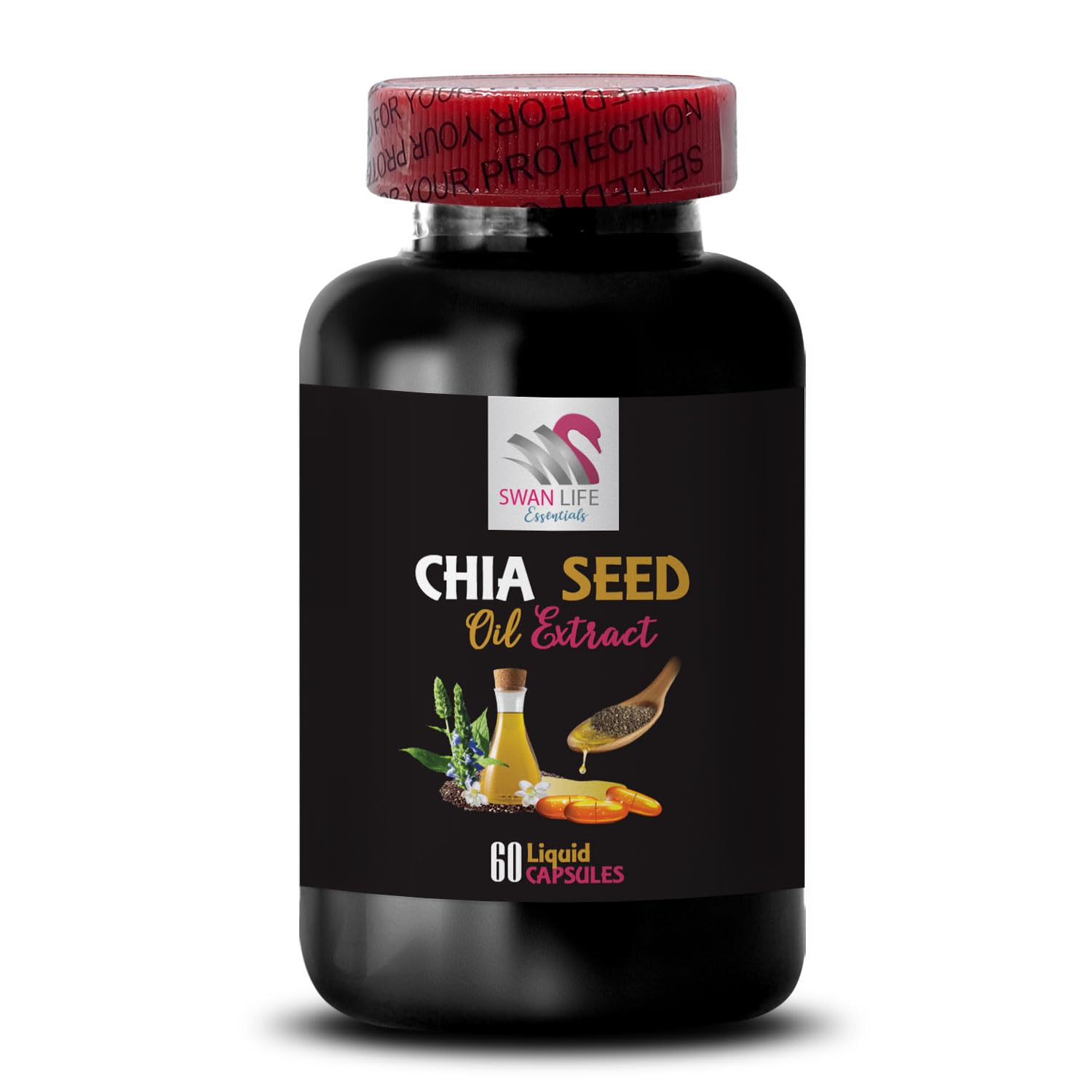 Lightweight hydration - CHIA SEED OIL EXTRACT - Raw oil, Skin softener, Pure extract, Hydration booster, Facial oil, Glow enhancer, Daily care, Organic oil, Hair smoothness 1 Bottle 60 Capsules