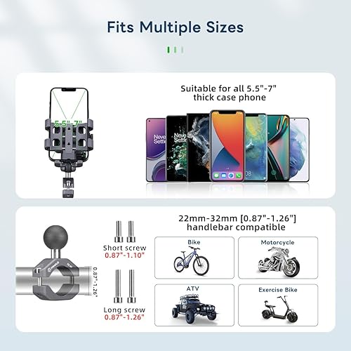 Miniatura 2 de FANAUE Soporte de teléfono antirrobo de aluminio para motocicleta con amortiguador de vibraciones para manillar de bicicletaATVUTVscooter,