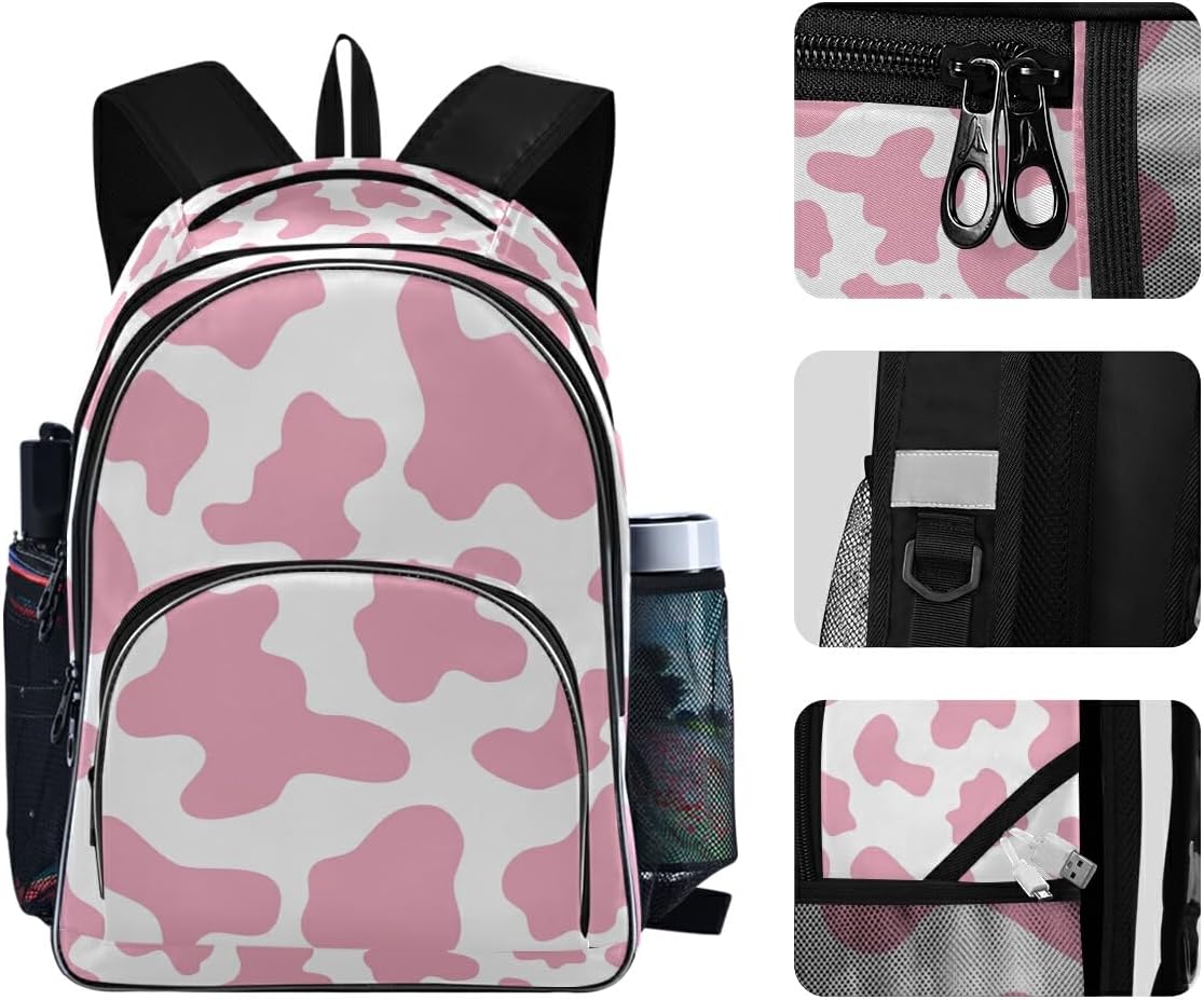 OREZI Fashion Backpack for Women Girl,Pink Cow Print Camo Camoflage Schoolbag Backpack Bookbags Travel Bag Casual Daypack Rucksack for Student Teenagers kid's