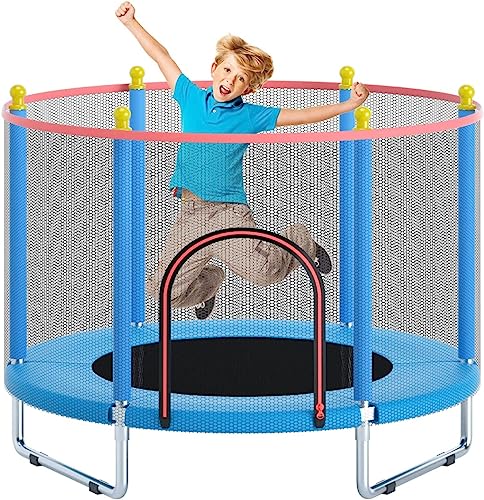 Image of 55 inch Trampoline for Kids and Adults. Indoor and Outdoor Trampoline with Stainless Steel Frame with Powerfull Weight Capacity of 100Kgs. Single Colour with U Shaped Legs.