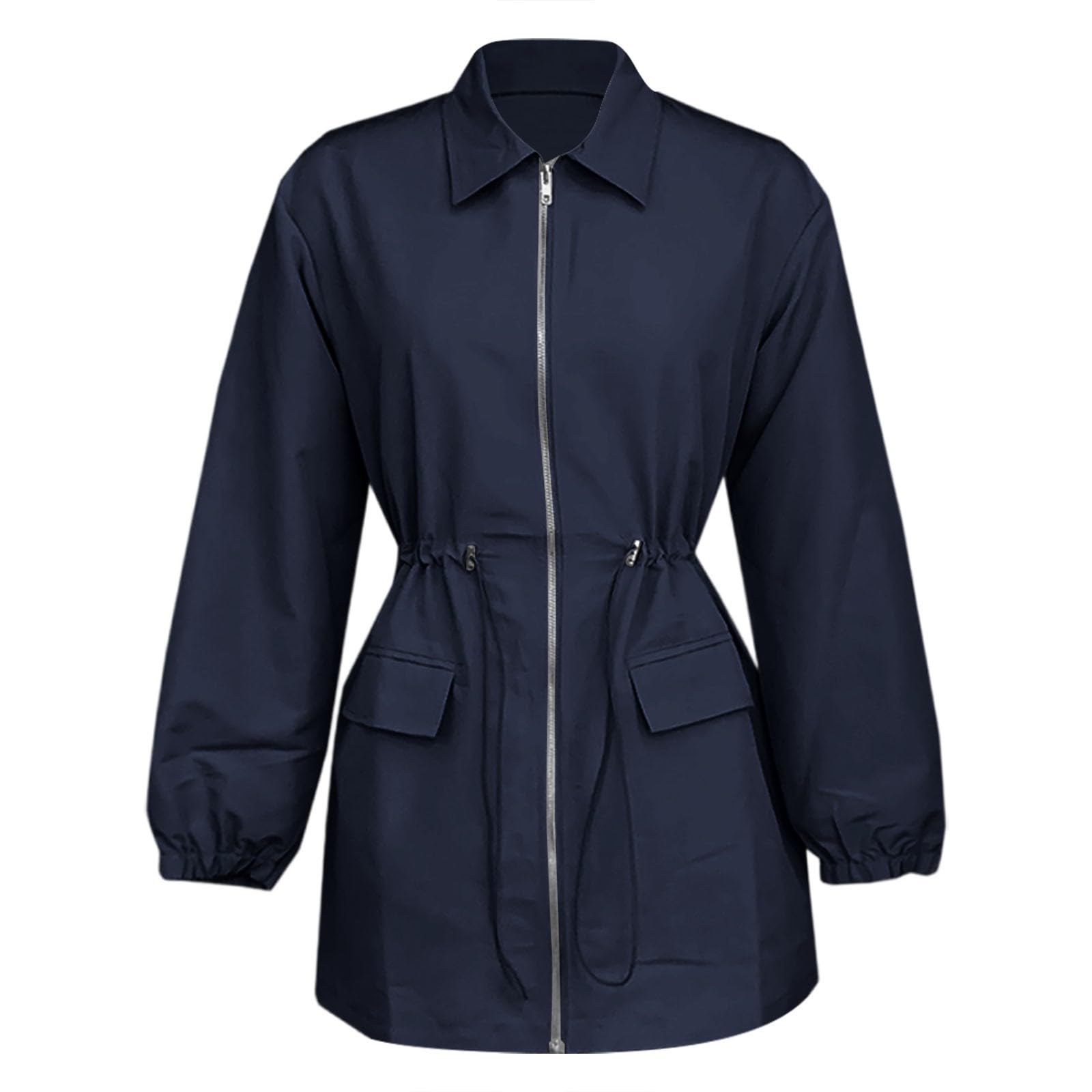 2026 Chemise décontractée ceinturée Manches Longues Coupe Ample mi-Longue Cordon serré Style Trench Automne vêtement extérieur élégant Quotidien Bureau Vacances