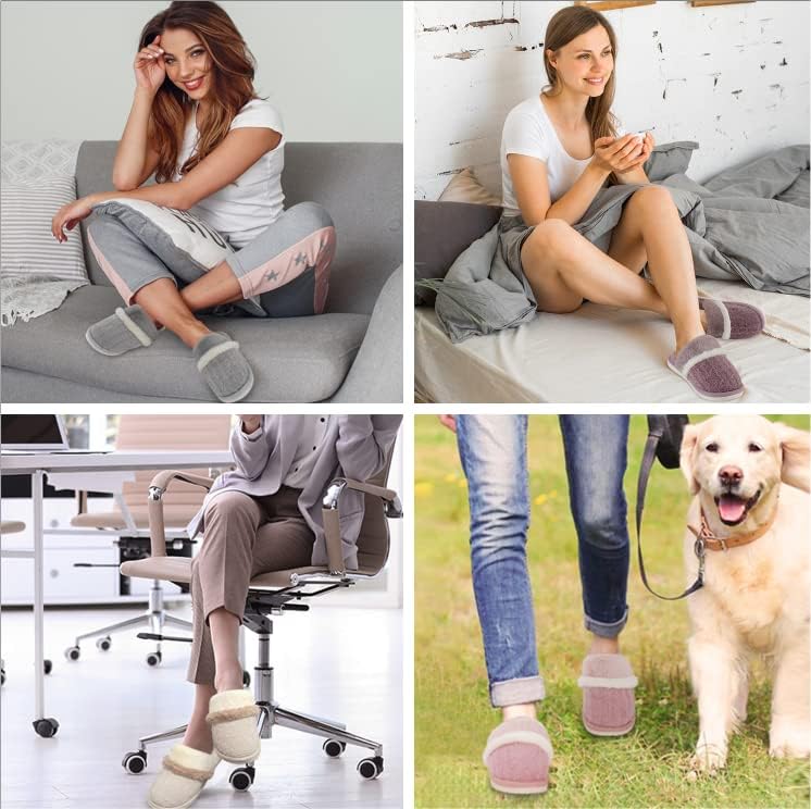 MAXTOP Womens Cozy Memory Foam Slippers Soft Warm Slip On Faux Fur House Slippers,Anti-Skid Rubber Sole,Size 13 14 Light Grey Creative Gifts for Women Mom Girlfriend - Image 2