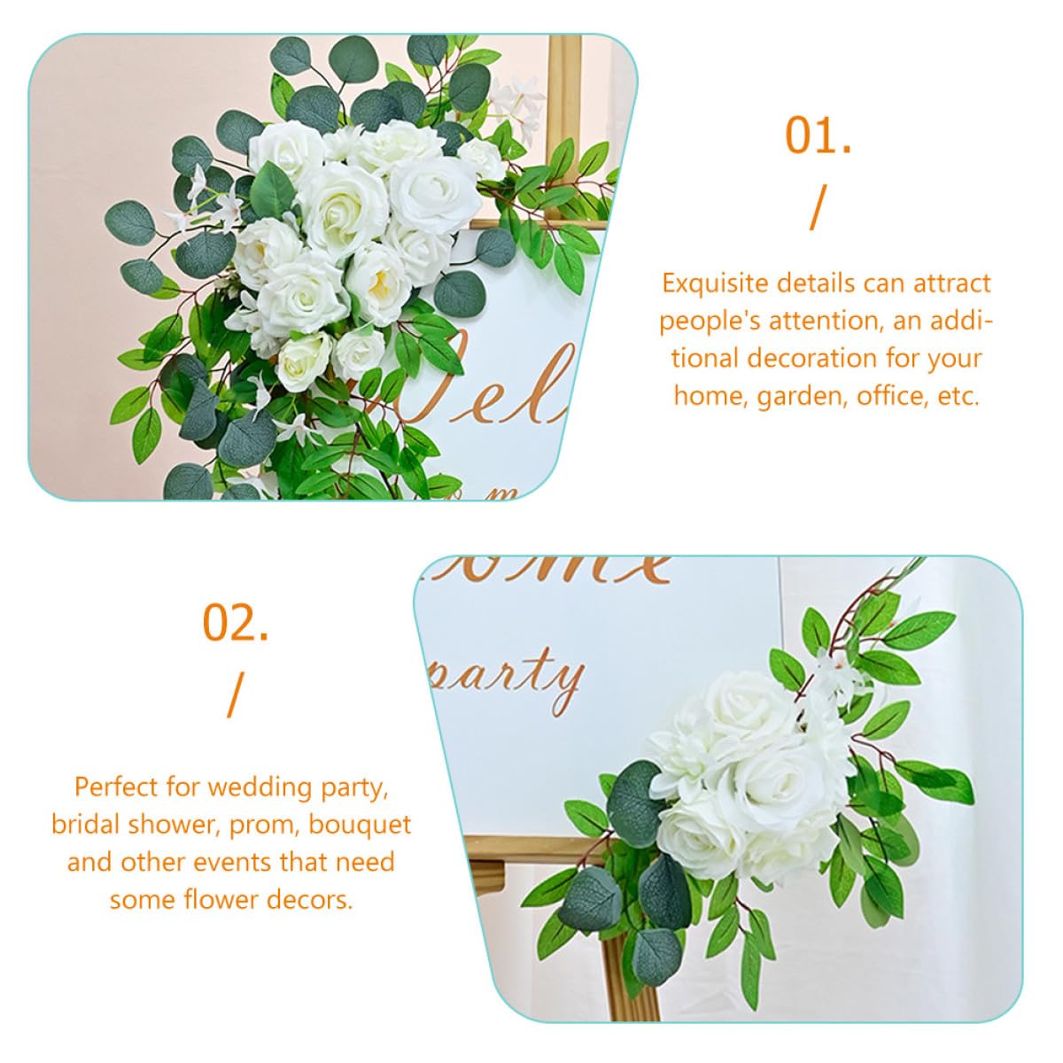 Künstlicher Blumenbogen aus Seidenstoff Langlebige Hochzeitsdekoration für Empfang und Events Einfache Anwendung Tischdeko für Hochzeit und Feier