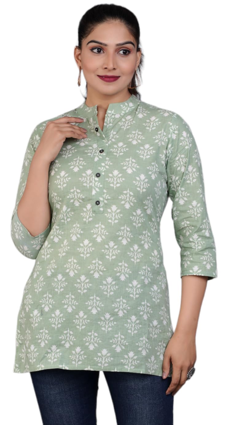 Jikonet Women's Rayon Straight Short Kurti - 1006, (Small, Green)