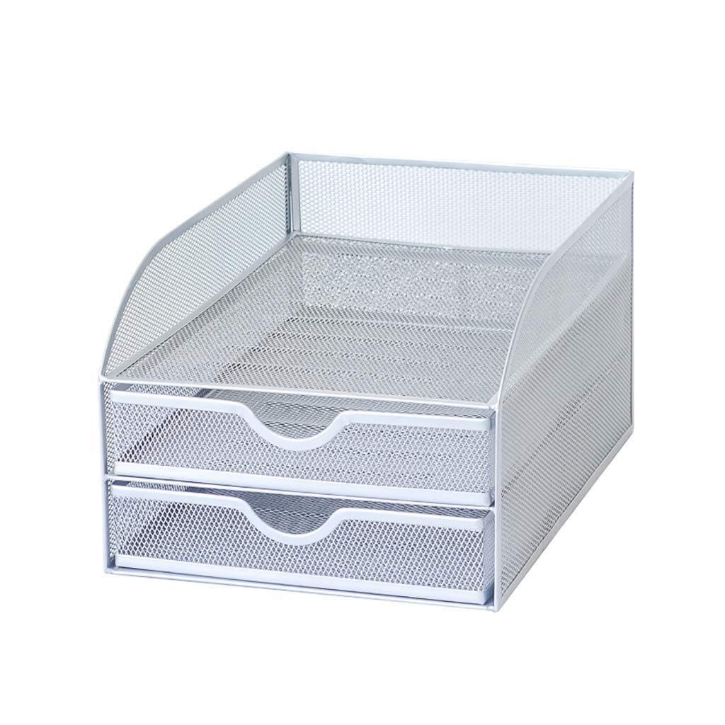 Painting File cabinets File Cabinet File holder Business Document Tray Desk Office File Organizer Holder Metal Mesh Letter Sorter Hollow Design Metal bookcase (Color : Black) (Silver)
