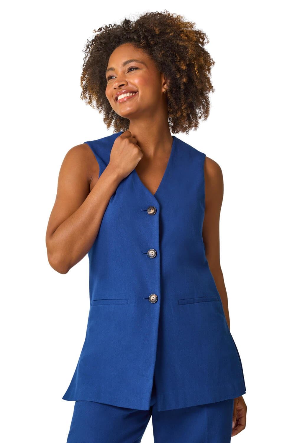 Roman Women's Royal Longline Button Waistcoat Jacket In | : Size 16