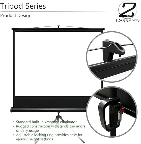 Miniatura 10 de Elite Screens Tripod Series - Pantalla de proyección ajustable, relación de aspecto múltiple, portátil, para uso en interiores y exteriores, serie