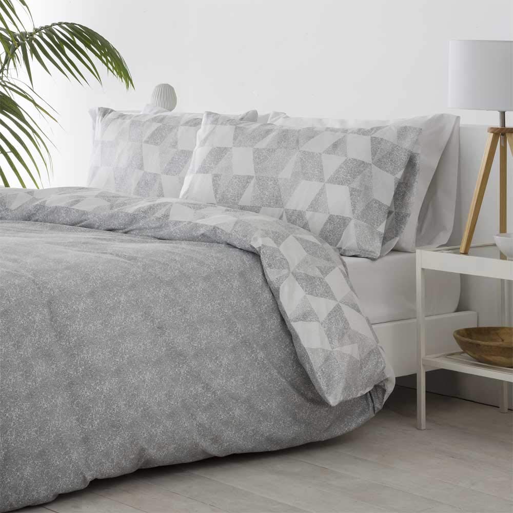 COTTON ARTean Funda Nórdica Reversible Cama 180 CUDILLERO gris Cierre Botones. Microfibra cepillada. Funda edredón 260x240 + 2 fundas almohada
