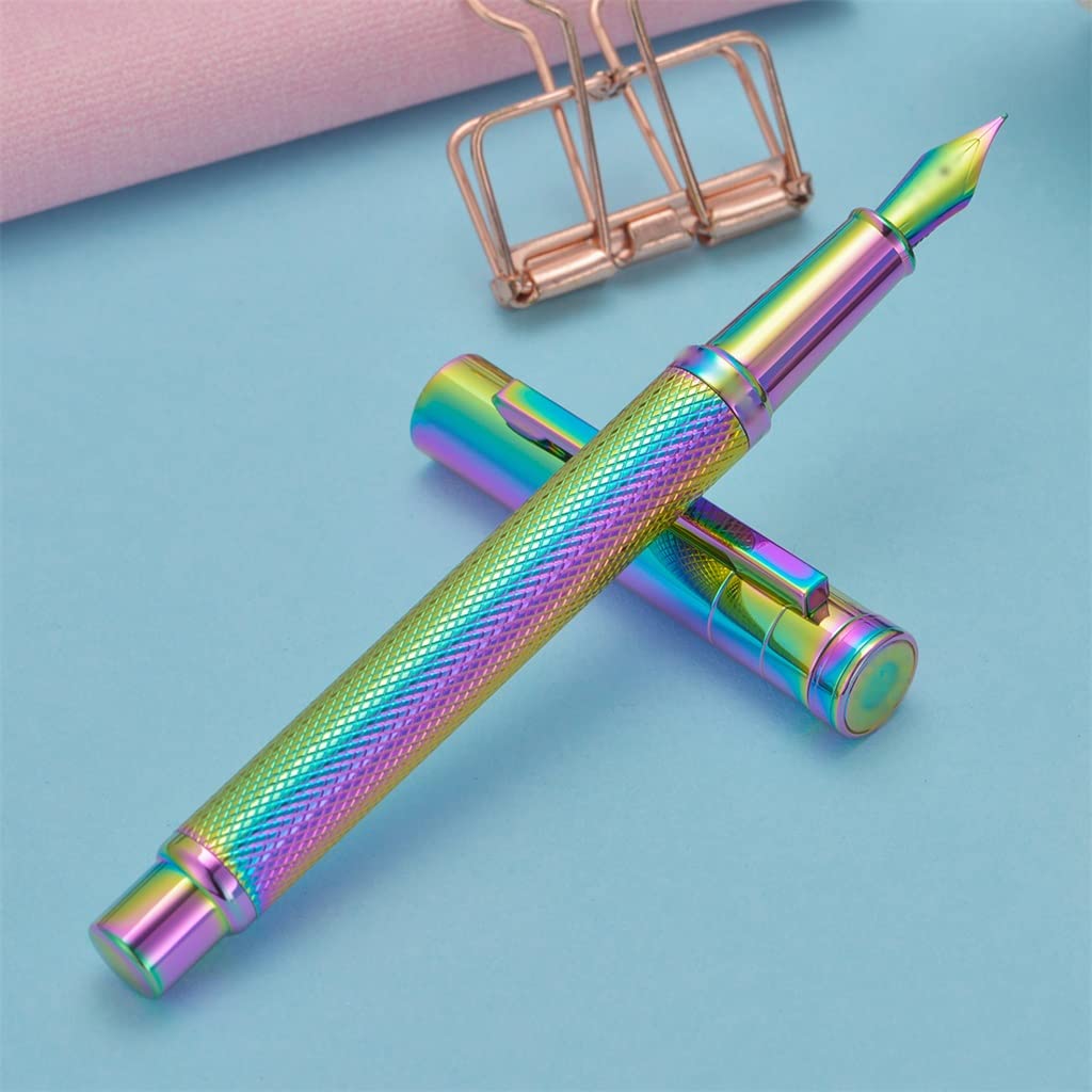 Stylo plume en métal coloré avec pointe F/plume - Belle texture d'arbre pour le bureau, la maison