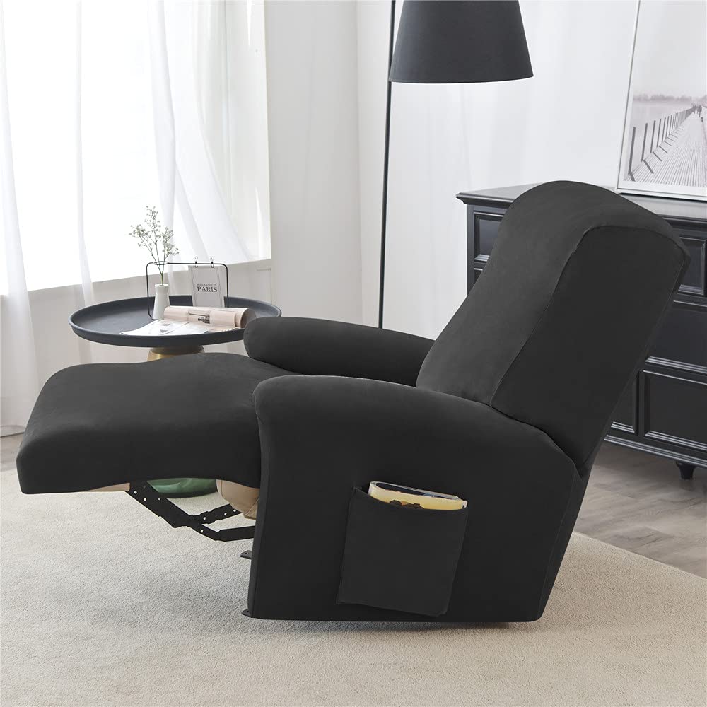 Fodera per Poltrona Relax, 4 pezzi Copripoltrona Rilassati Reclinabile con Tasche, Copripoltrona Relax Elettrica, Rivestimento per Poltrona a 1 Posto, per Poltrone da Televisione(Marrone Scuro