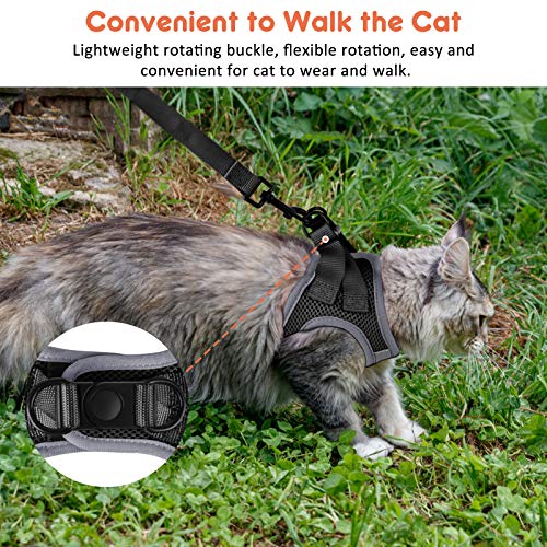 Cat Harness and Leash for Walking Escape Proof (Black, Large) - Image 6