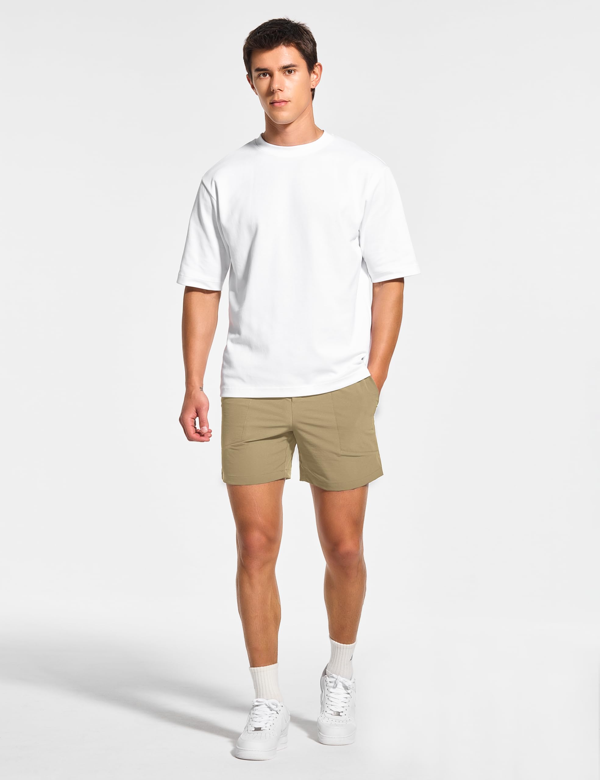DEMOZU Short d'entraînement décontracté sans doublure pour homme - Séchage rapide - Pour la gym, la course à pied - Avec poches - 12,7 cm