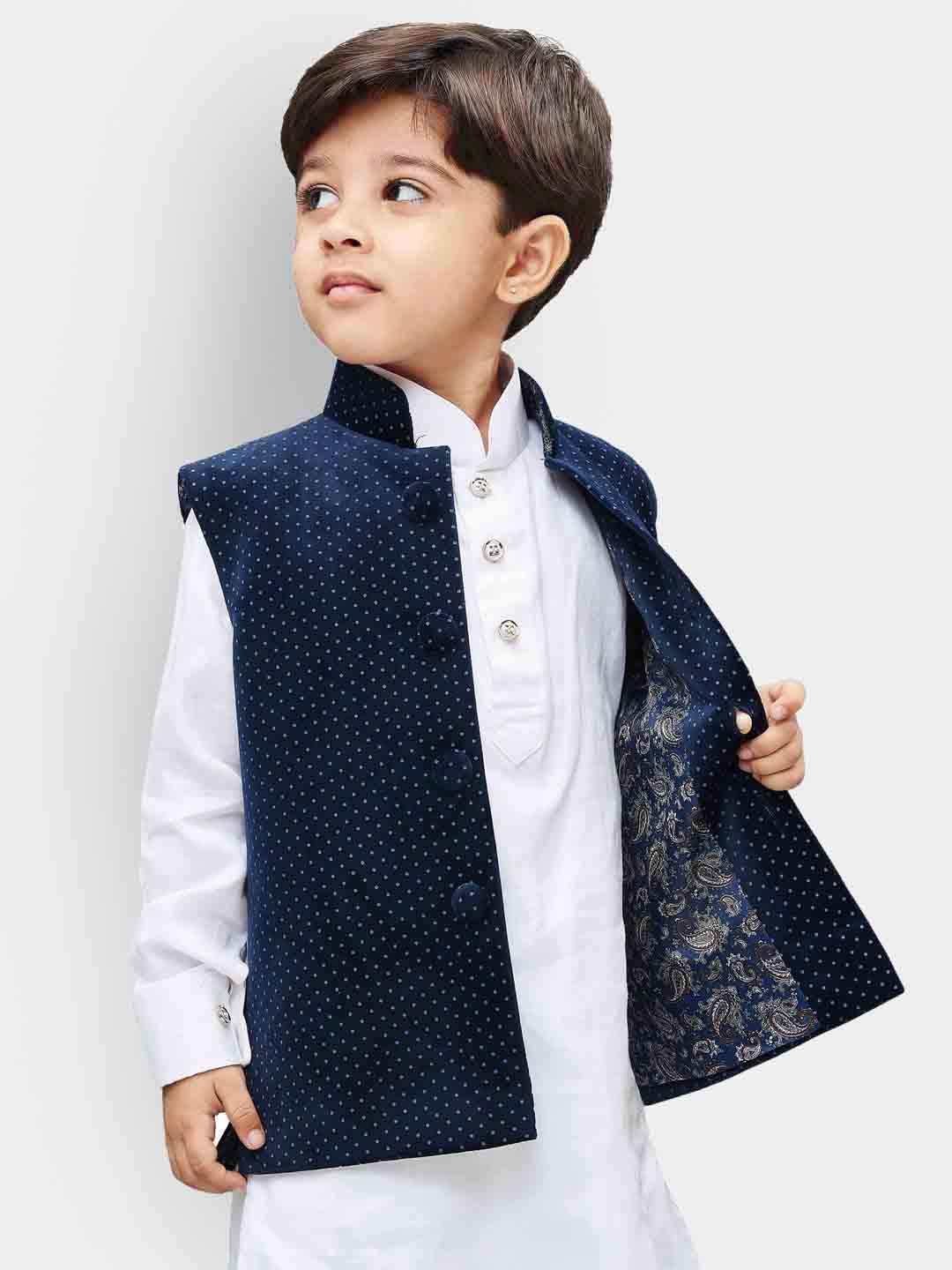 Jbn Creation Boys' Navy Blue Velvet Nehru Jacket_Vasbjbu014_28