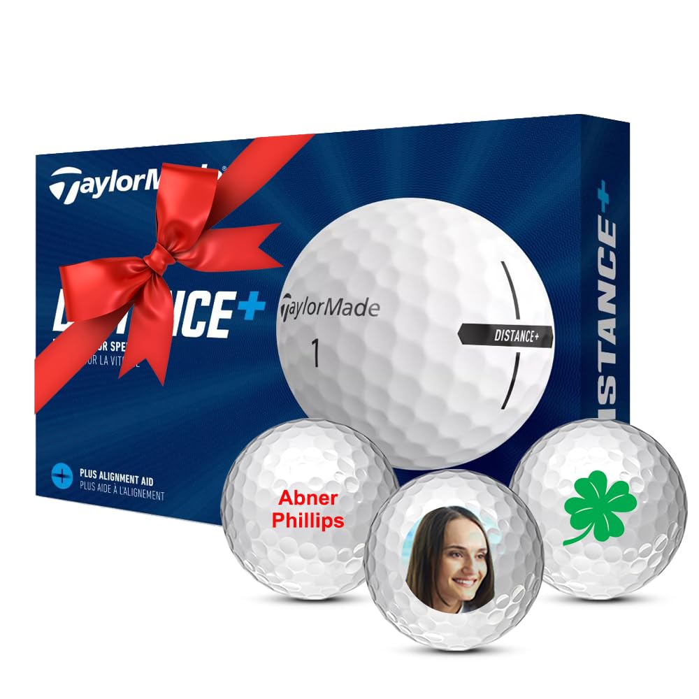 TaylorMade Distance+ Logo Personalized Custom Golf Balls (Set of 12)