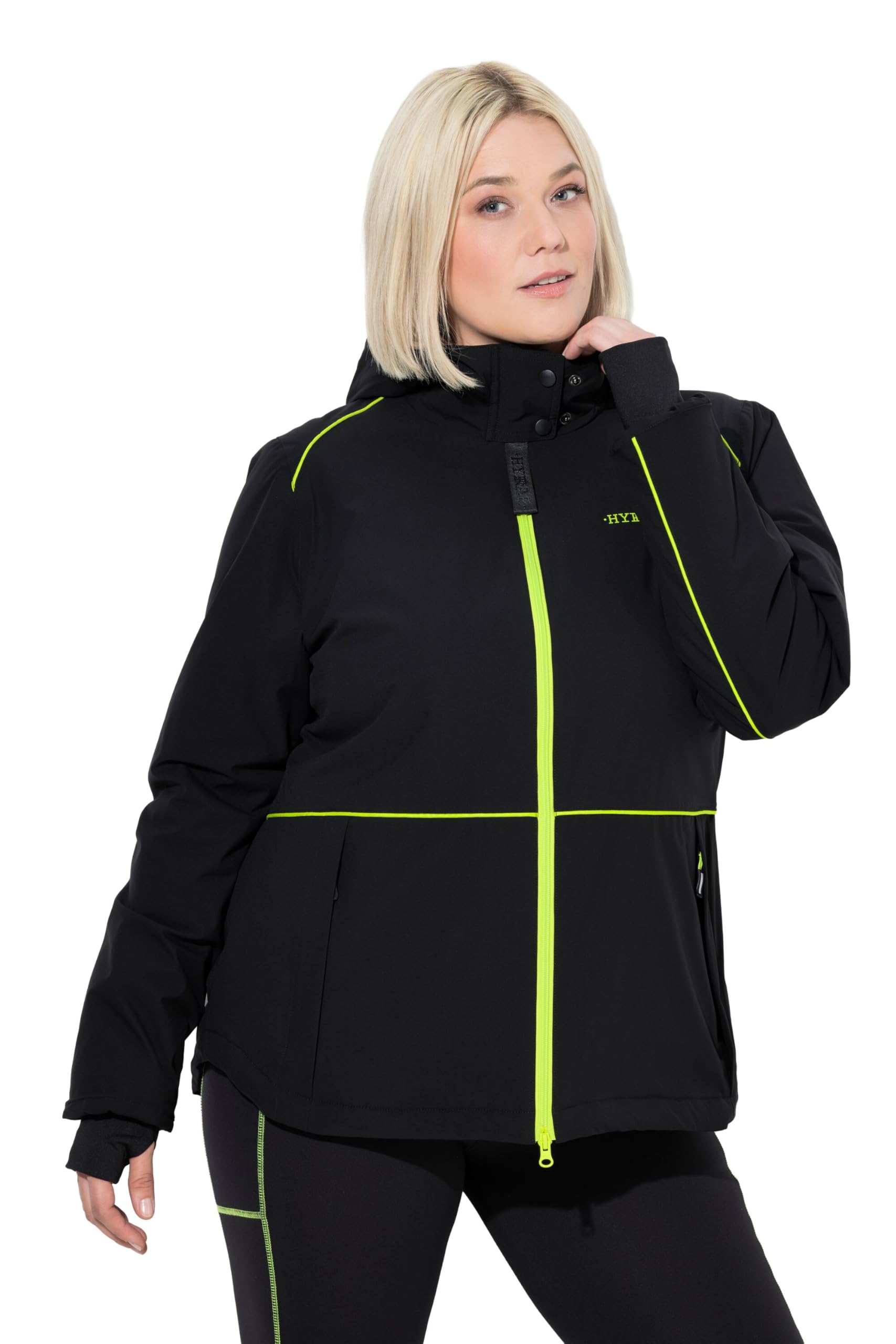 Ulla Popken Damen große Größen Übergrößen Plus Size HYPRAR Funktionsjacke, wasserdicht, 2-Wege-Zipper, Kapuze 843105