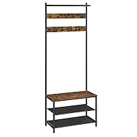 VASAGLE Appendiabiti da Ingresso con Panca Scarpiera, Attaccapanni con 9 Ganci Rimovibili