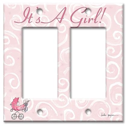 Double Gang Rocker Wall Plate - It' A Girl: Carriage