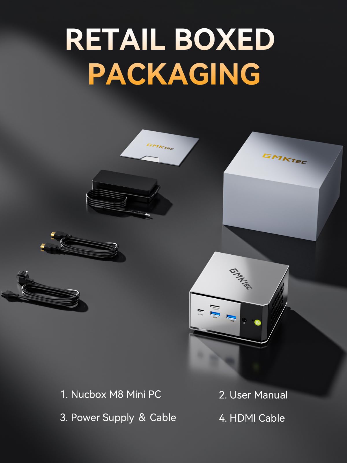 GMKtec Mini PC AMD Ryzen 5 PRO 6650H (Turbo 4.50GHz) 16GB DDR5 1TB NVME SSD Dual NIC LAN 2.5GbE Oculink, USB4, HDMI, USB-C Desktop Computer M8 — view 8