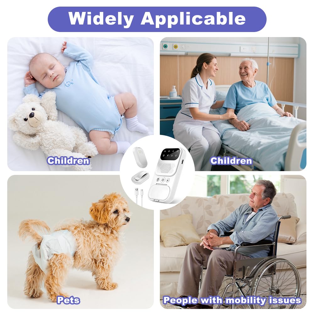 XPJBKC Alarma Enuresis Nocturna Niños, Inalámbrico Enuresis Alarma con Desinfección UV, con Vibración y Tono de Llamada, Carga USB y Alcance de 10 m, Aprendizaje para IR al Baño (Blanco) — view 7