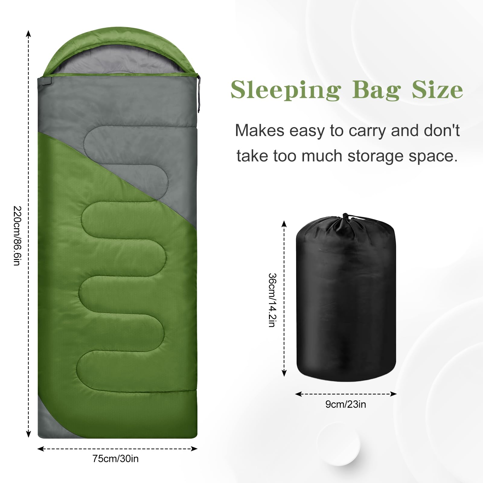 Yarmiene Sacco a Pelo-Sacco a Pelo 4 Stagioni-Adulti e Bambini, Sacco a pelo Compatto Ultraleggero per Campeggio ed Escursionismo,Sacco a Pelo da Campeggio Rettangolare Portatile