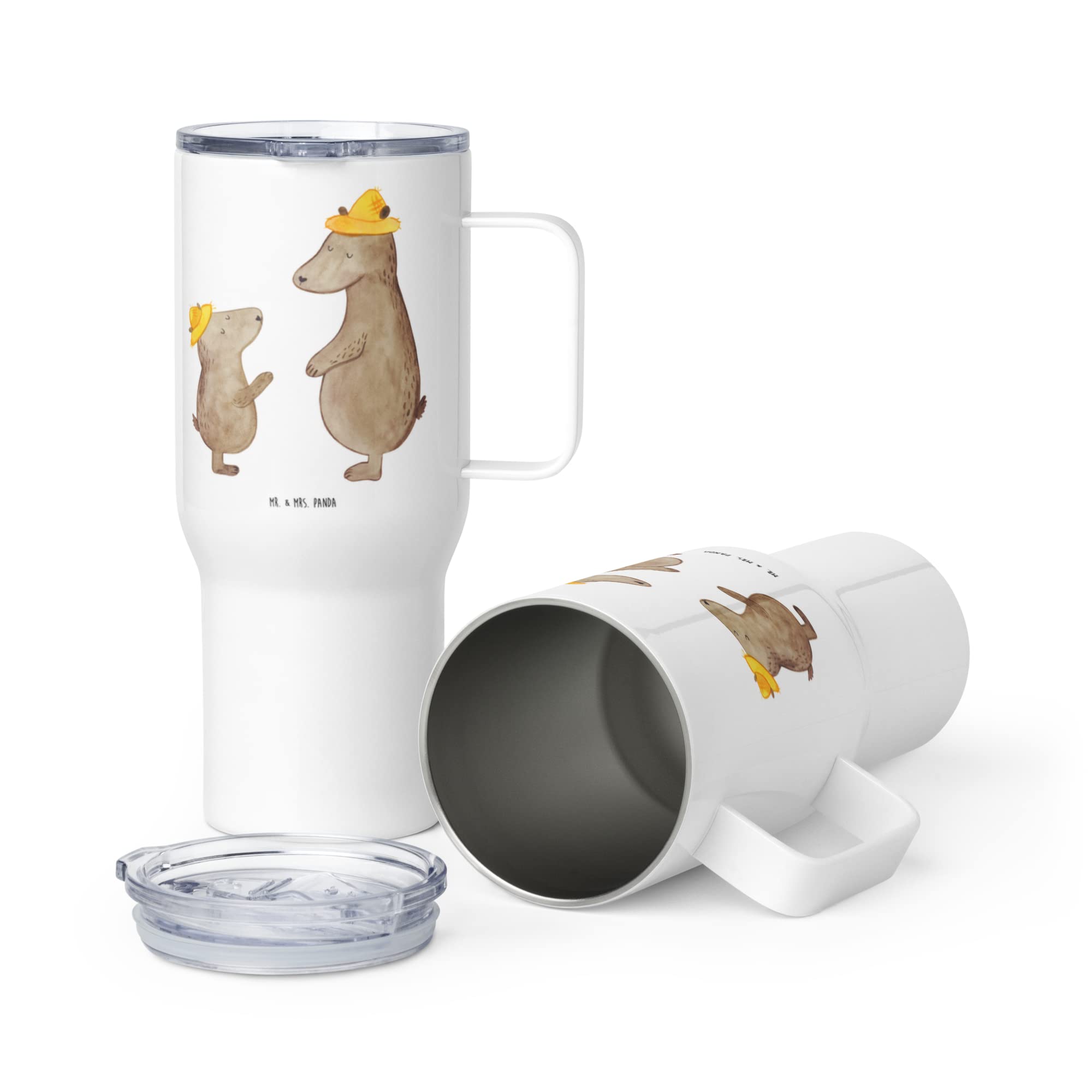 Mr. & Mrs. Panda Thermobecher Bären mit Hut - Geschenk, Bär, Muttertag, Reisebecher, Kaffee-to-go-Becher, Kinder, thermosbecher, Vatertag, Familie, Teetasse, Teebecher