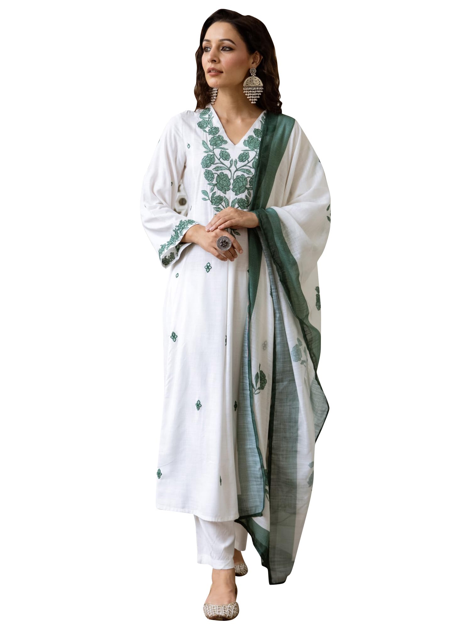 indo era Women Pure Cotton Kurta Set with Dupatta | Festive Suit Set, 6913-picture-25