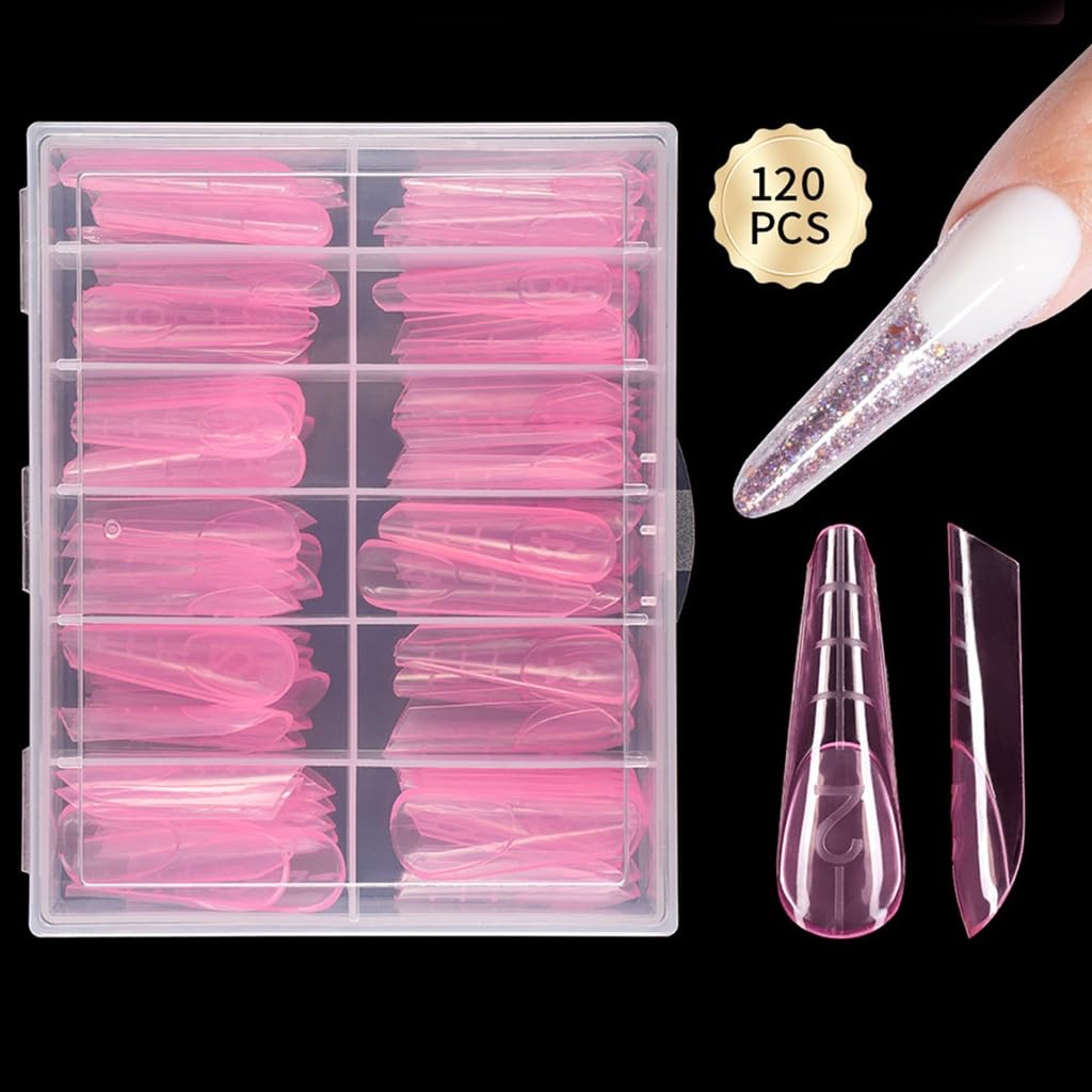 120 forme doppie per extension per unghie, in gel, copertura completa, con scala graduata, per manicure e nail art
