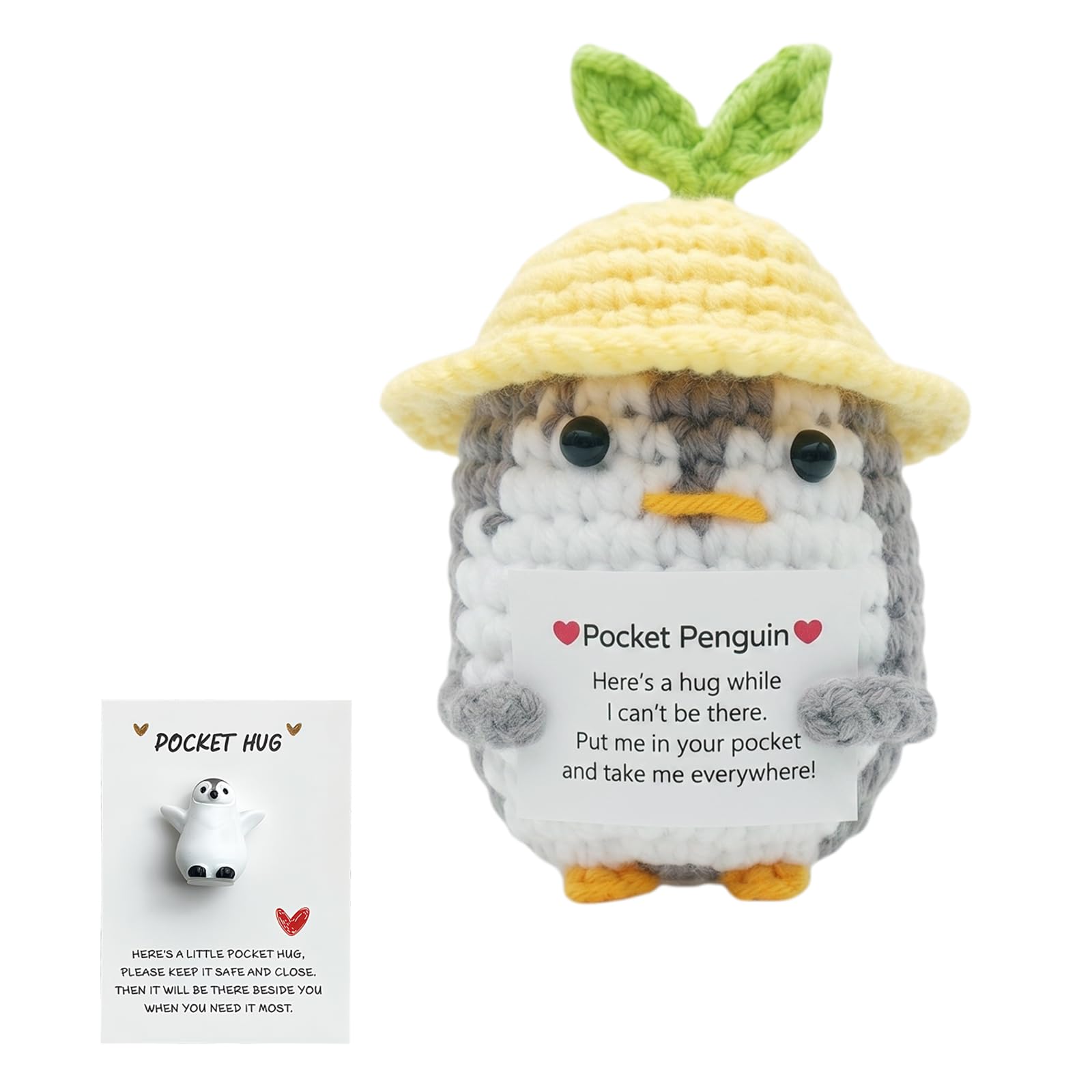 Positive Penguin Gifts,Positive Crochet Animals with Pocket Hug Card