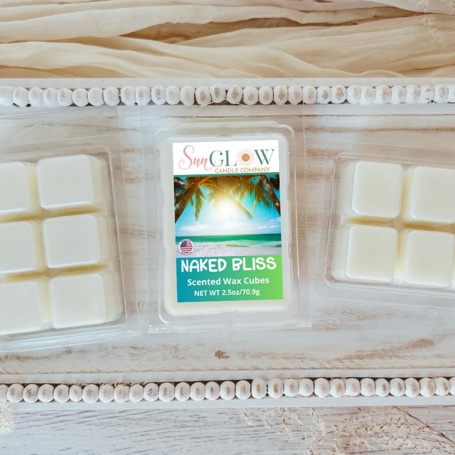 Sun Glow Candle|Naked Bliss|Scented Wax Cubes/Melts- 1 Pack -2.5 Ounces- 6 Cubes|, Off-White