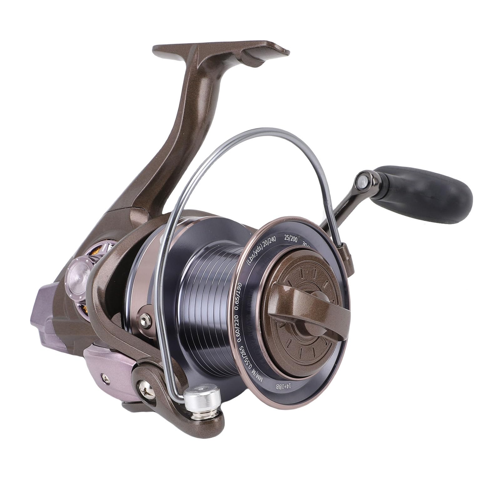 RiToEasysports Kołowrotek Spinningowy, Kołowrotek Wędkarski Casting Metalowy, Długi Odlew ze Stali Nierdzewnej Miedziana Przekładnia Mosiężny wał Główny dla Ryb Morskich Przybrzeżnych