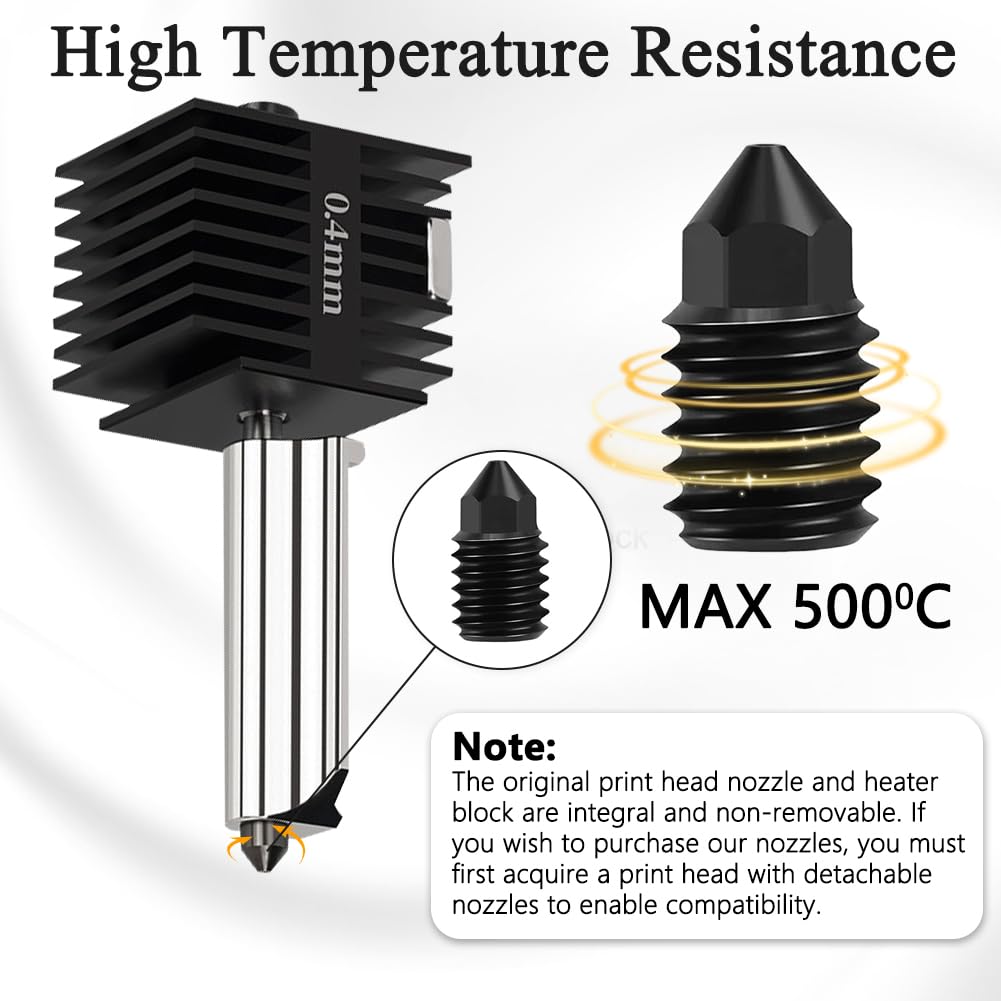 Dysze ze stali hartowanej do Bambulab A1/A1 0,2 mm 0,4 mm 0,6 mm 0,8 mm, z ekstra silikonową osłoną, skarpety, dysze ze stali hartowanej, do dysz Bambu Labu Mini 3D