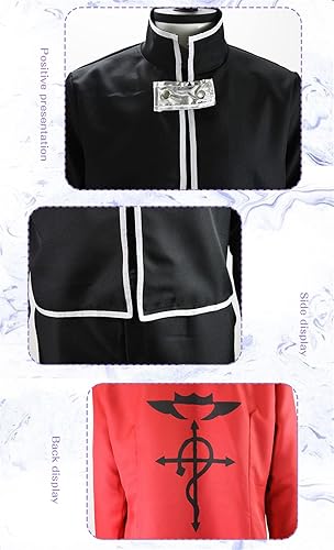 Miniatura 9 de Weixu Disfraz de animé Fullmetal Alchemist Edward Elric para cosplay, abrigo con capucha, uniforme para fiesta de Halloween para hombres