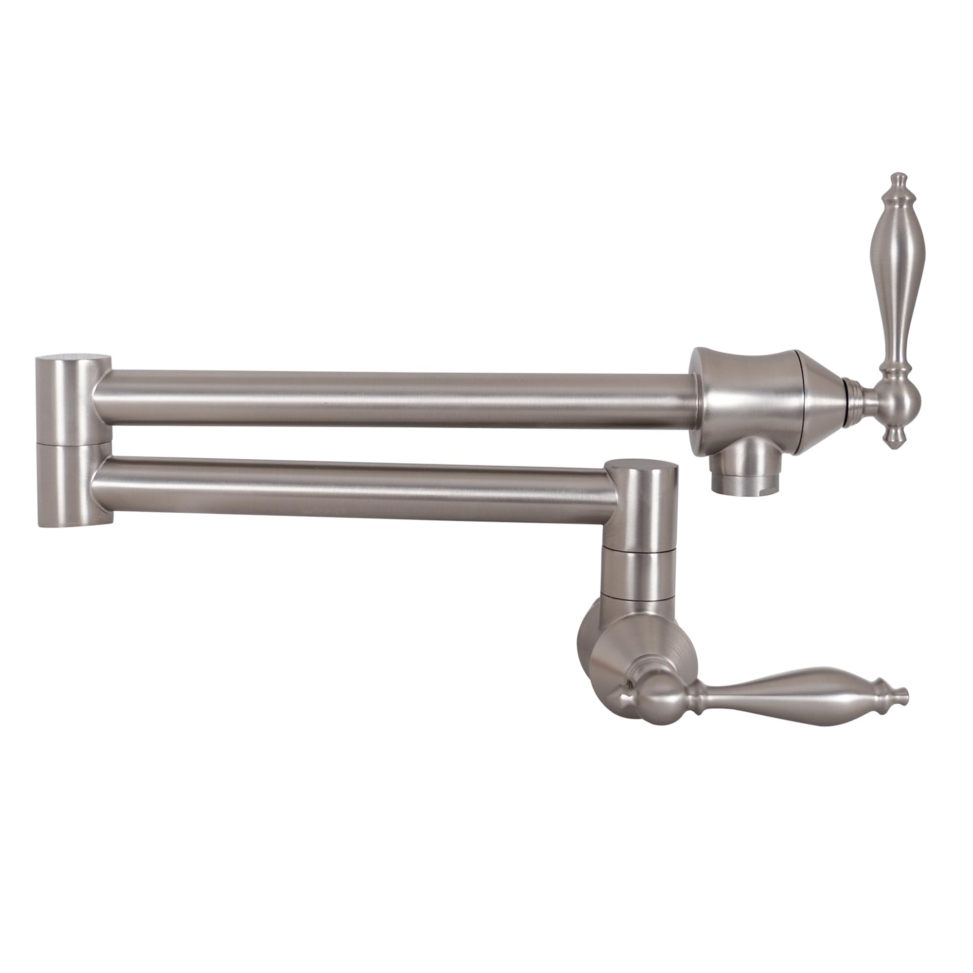 Wall Mount Pot Filler Faucet In Brushed Nickel - Brass Folding Swing Arm Kitchen Faucet With 360° Rotation