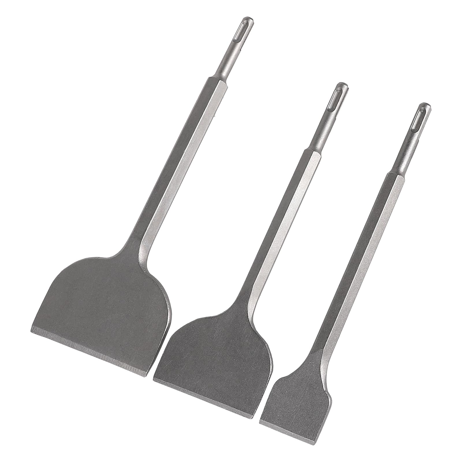 CPROSP 3 Pieces SDS Plus Flat Chisel, 100 mm + 75 mm + 40 mm, Hammer Chisel for Removing Tiles, Tile Adhesive, Concrete, Natural Stone, Masonry