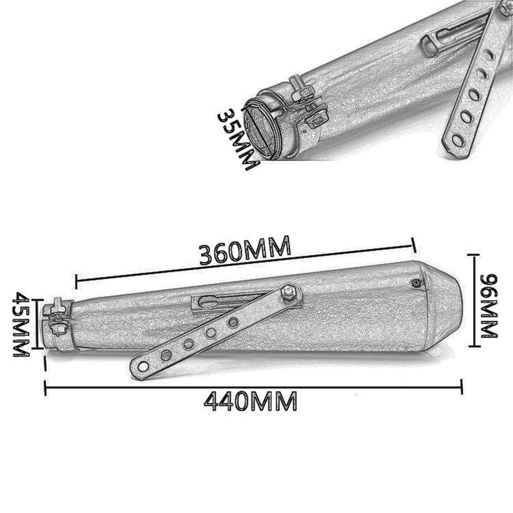 Moto Marmitta Tubo di scarico per 35mm 38mm 41mm 43mm 45mm per Chopper Cruiser Bobber Old School Cafe Racer (Nero)