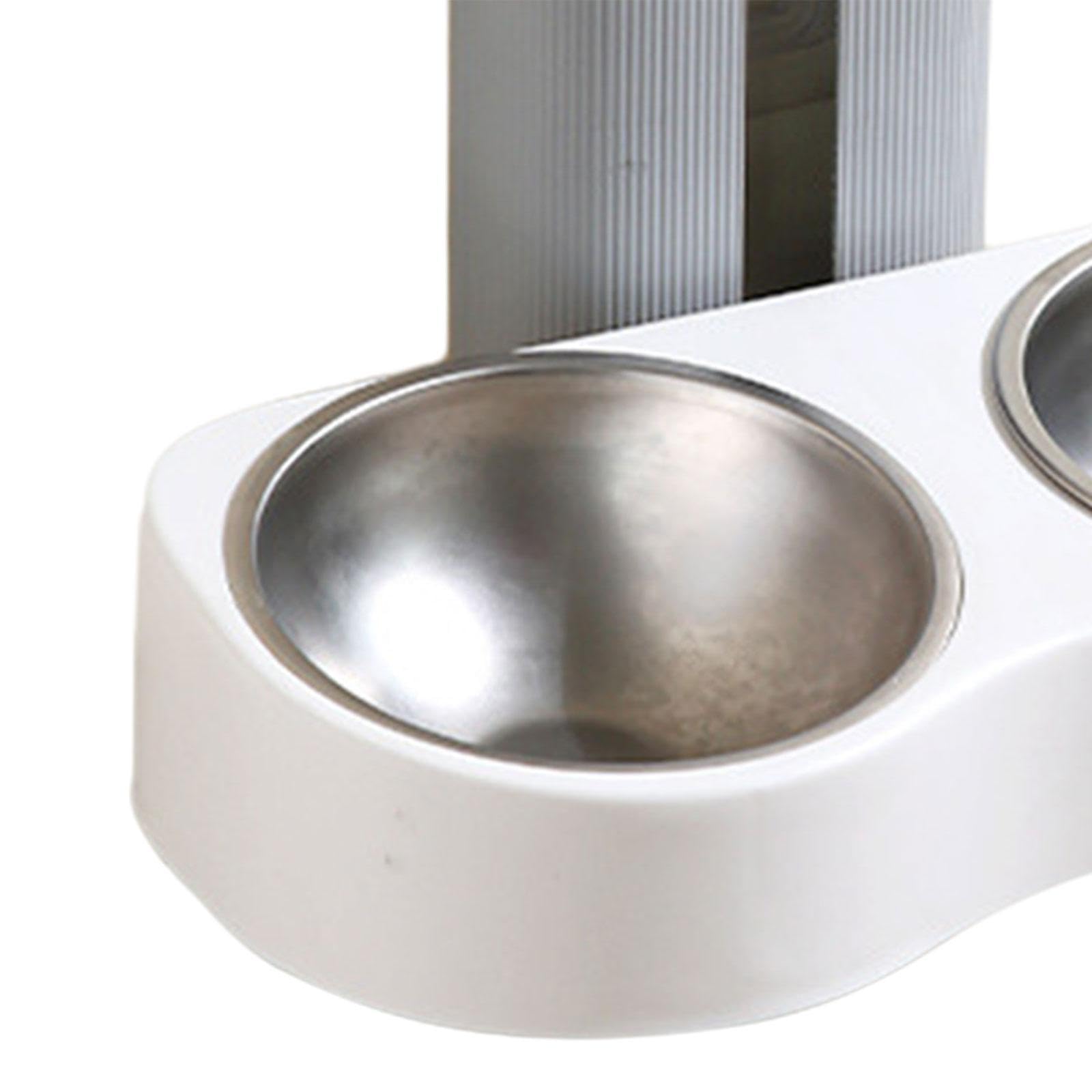 Comedero Doble para Mascotas Extraíble Ajustable Diseño Compacto Resistente Al Desgaste Instalación en Pared Fácil Limpieza Adecuado para APA, Gris Y Blanco
