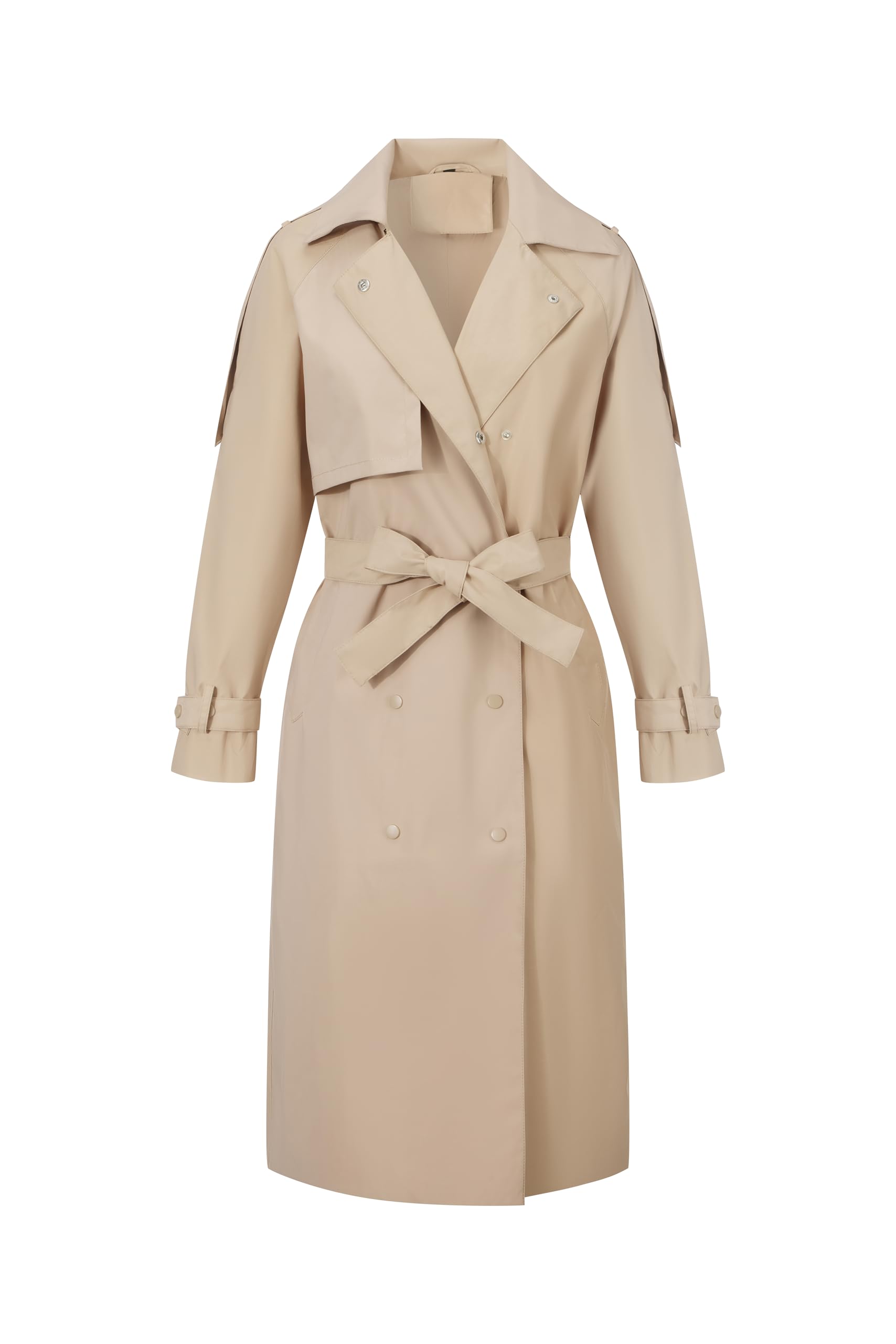 Bellivera Women's Classic Long Windproof Trench Coat With Belted Waist