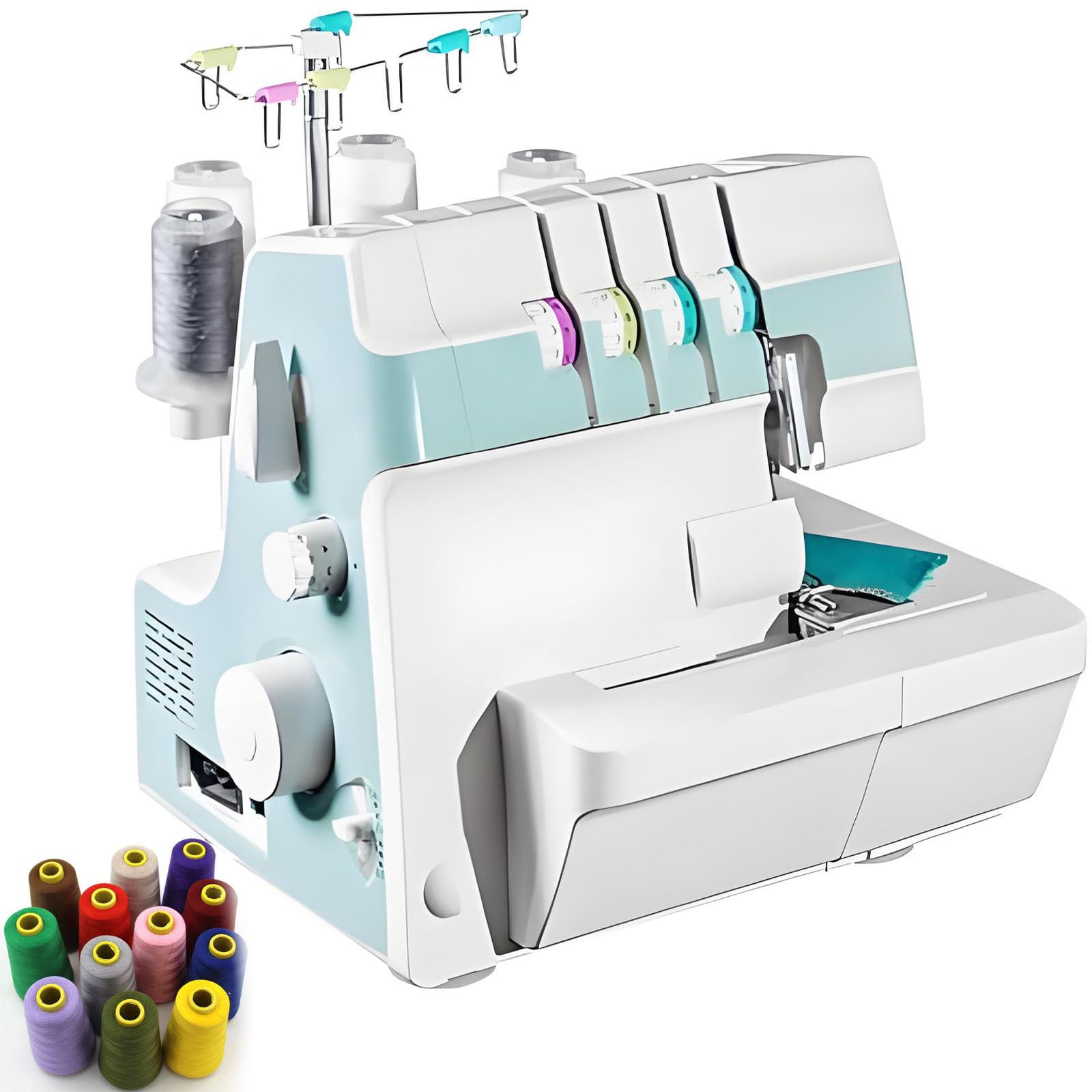 Remalladora de Puntada de Cobertura, Máquina de Coser Overlock, para Fábricas de Ropa y Uso Doméstico, Remalladora de 91 W con Bloqueo de Bordes, Longitud de Puntada Ajustable, para Algodón