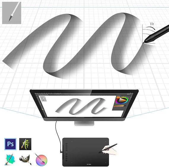 XPPen Deco01V2 Pen Tab, Compatible with Android 6.0 and above Smartphones, Pen Tablet, 10 x 6.25 Inches, Express Keys, 8 Pieces